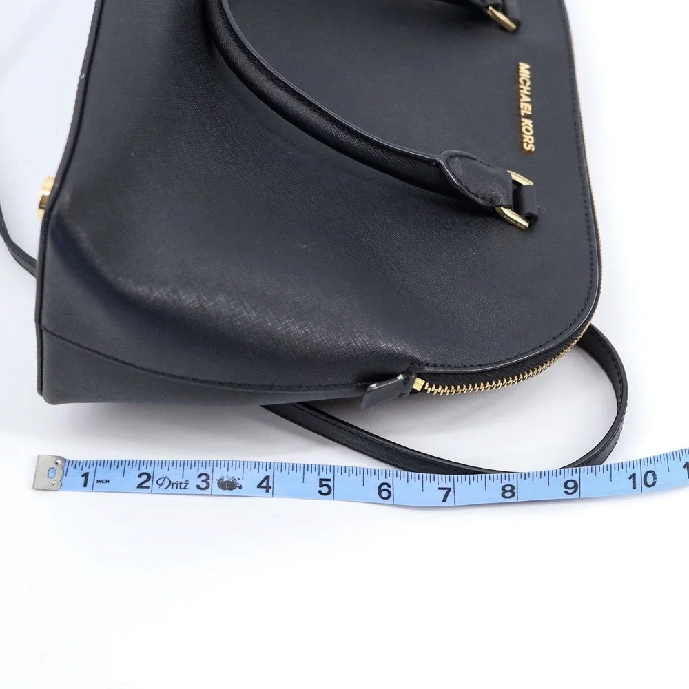 Michael Kors Cindy‎ Dome Satchel Womens L Black Saffiano Leather Crossbody Bag